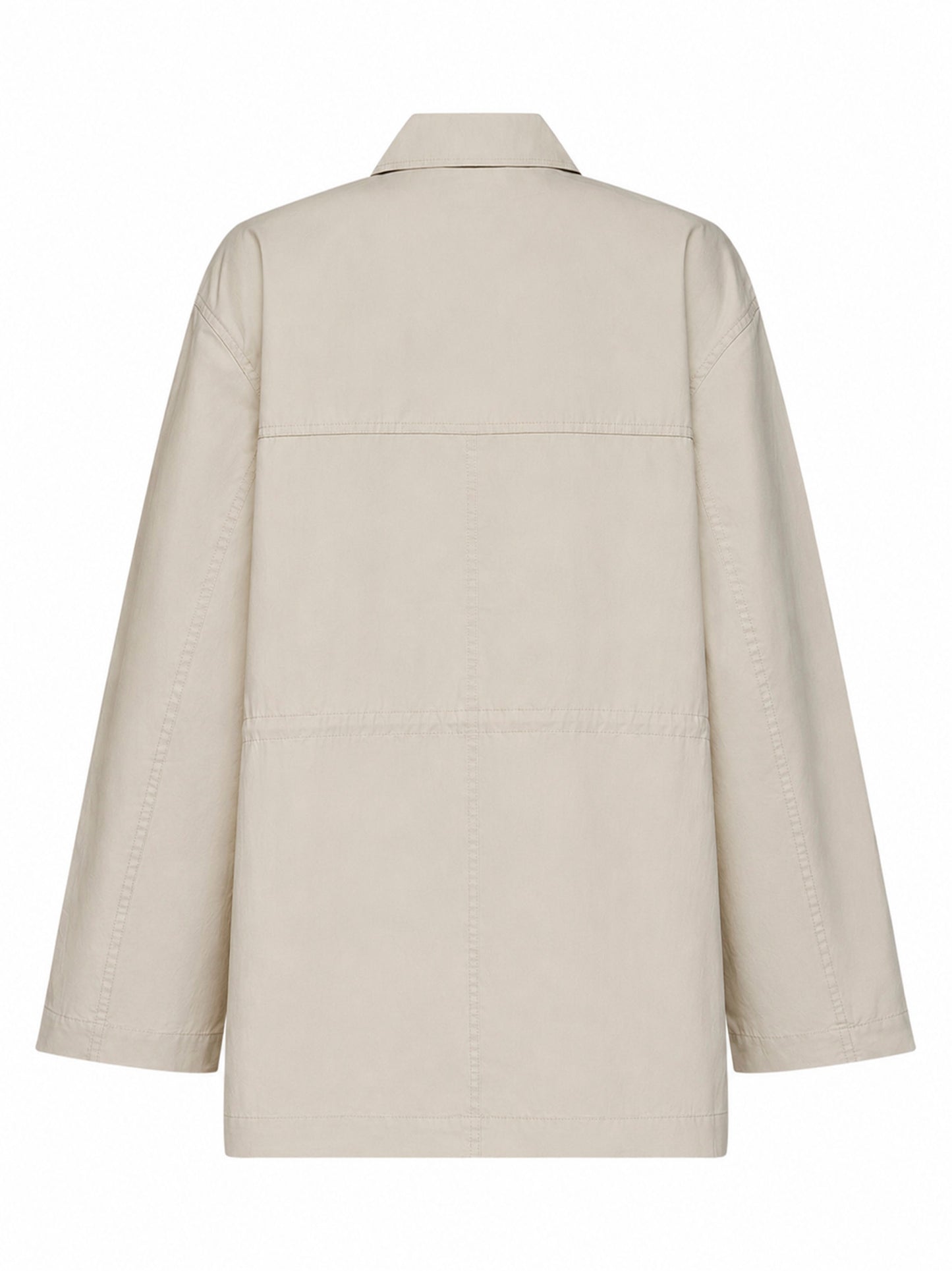 Oyster cotton blend drawstring utility jacket