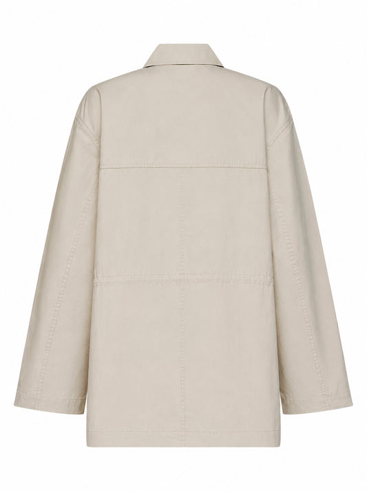 Giacca utility con coulisse in teill di misto cotone ostrica