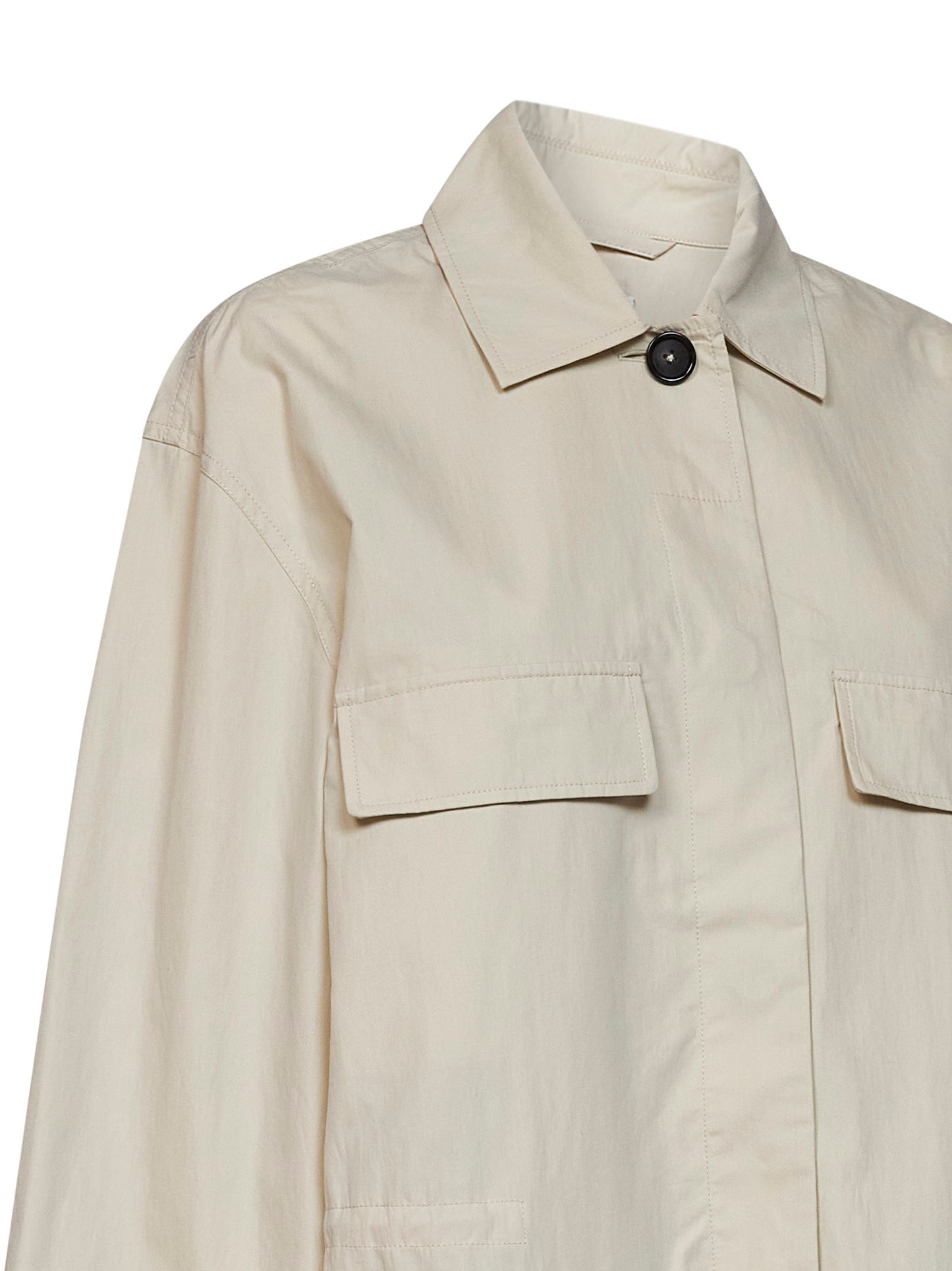 Oyster cotton blend drawstring utility jacket