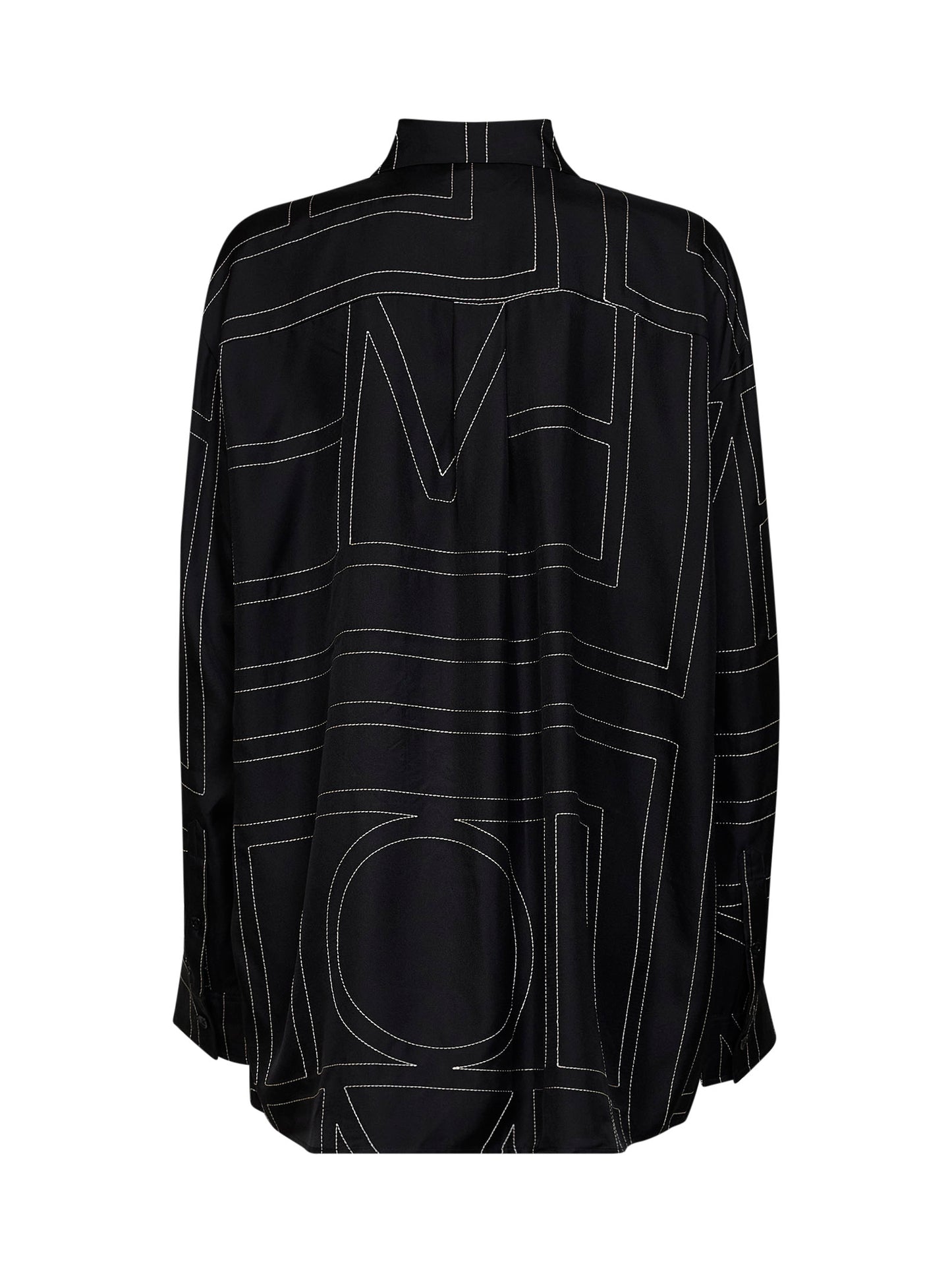 Camicia classica in seta monogram nera<BR/>