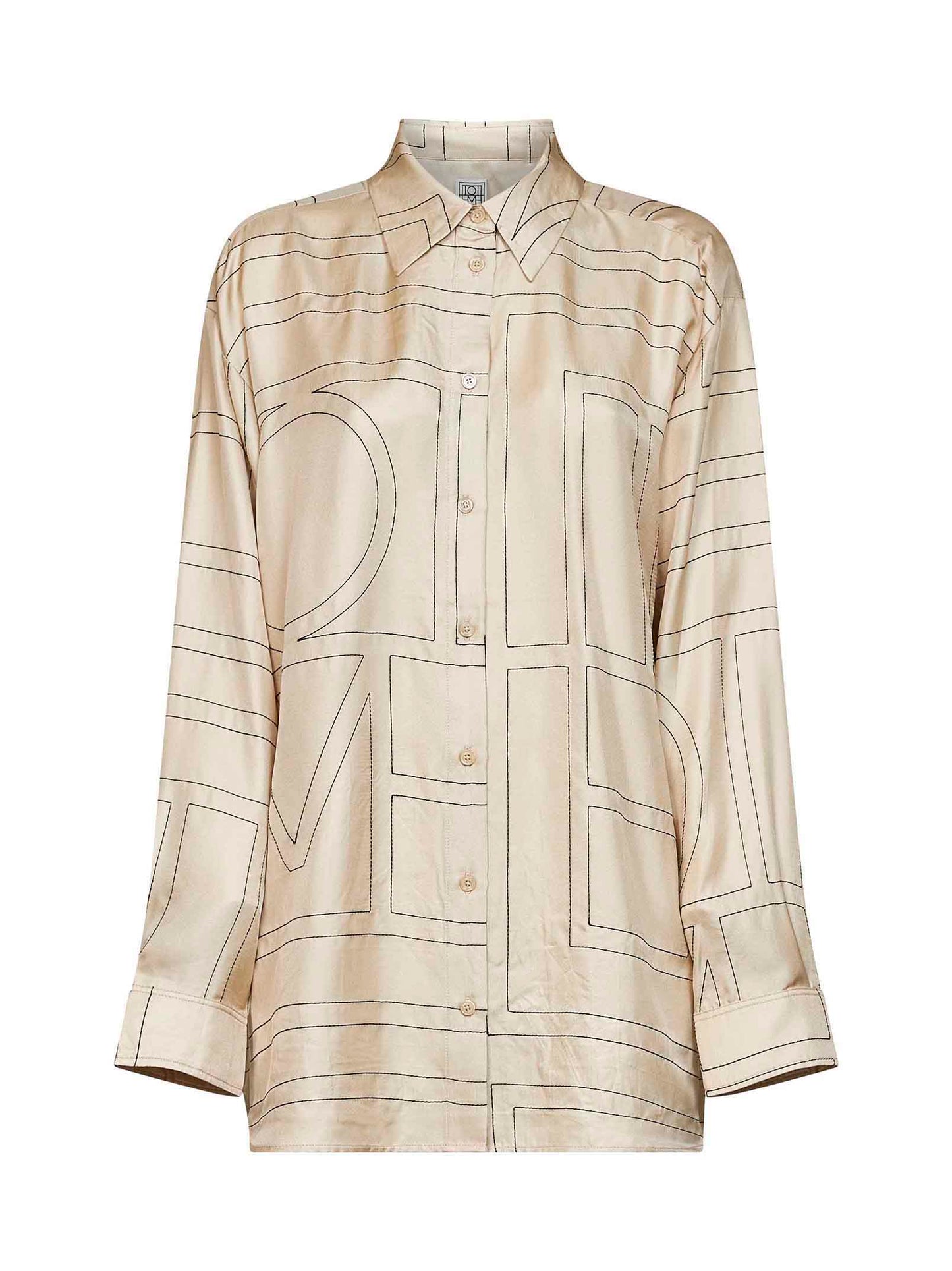 Camicia classica in seta monogram avorio