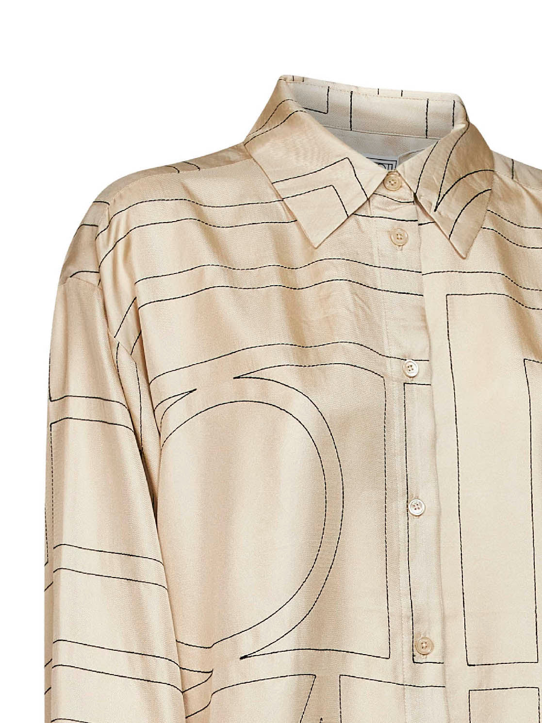 Camicia classica in seta monogram avorio