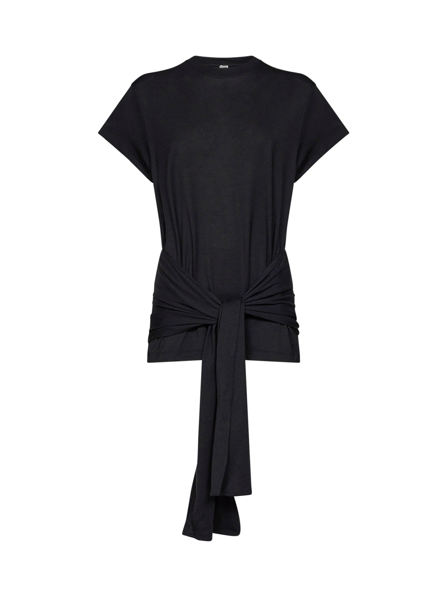 Top in jersey nero con vita annodata
