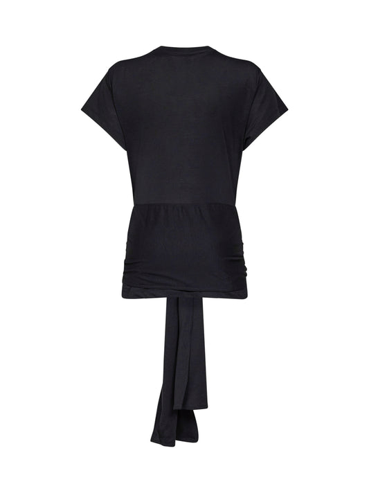 Top in jersey nero con vita annodata