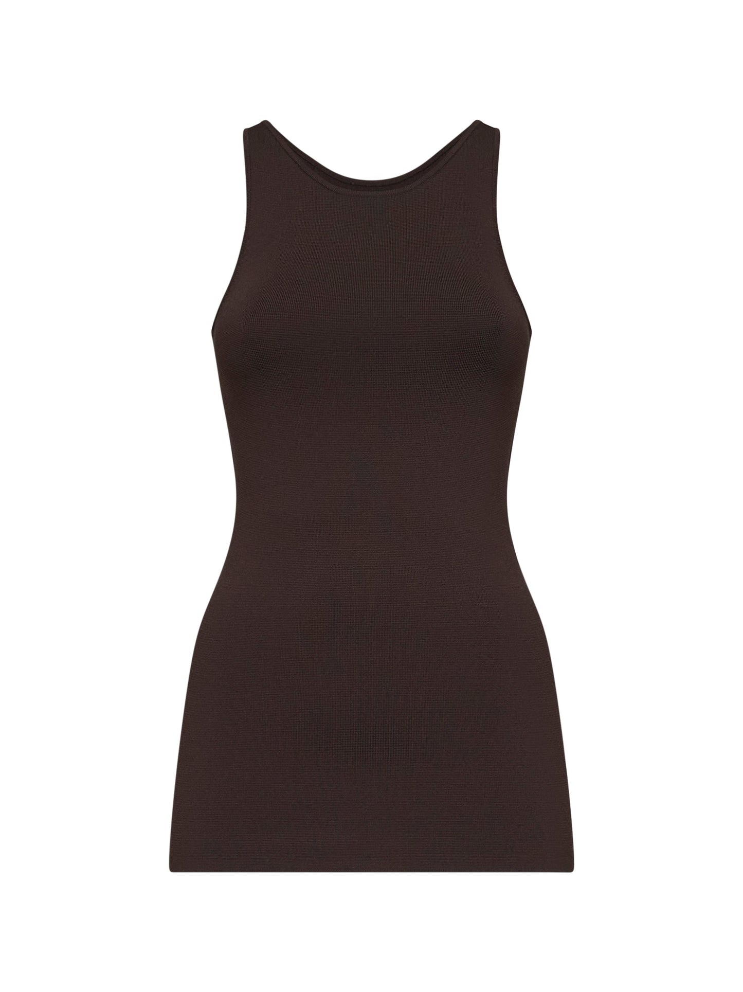 Canotta classica in maglia compatta noce