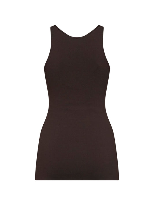 Walnut compact knit classic tank top