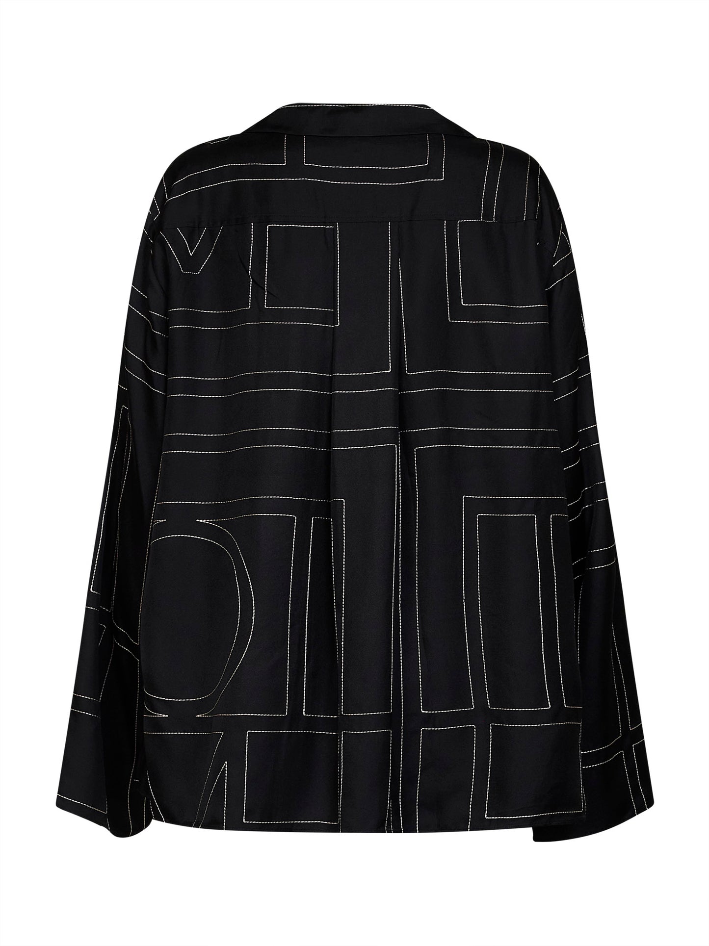 Camicia stile pigiama in seta monogram nera
