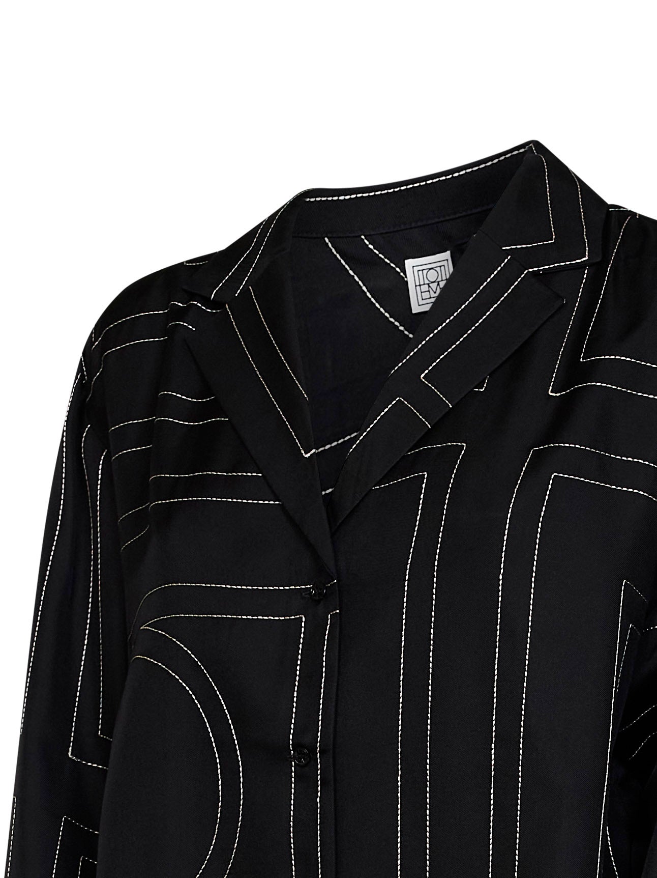 Camicia stile pigiama in seta monogram nera