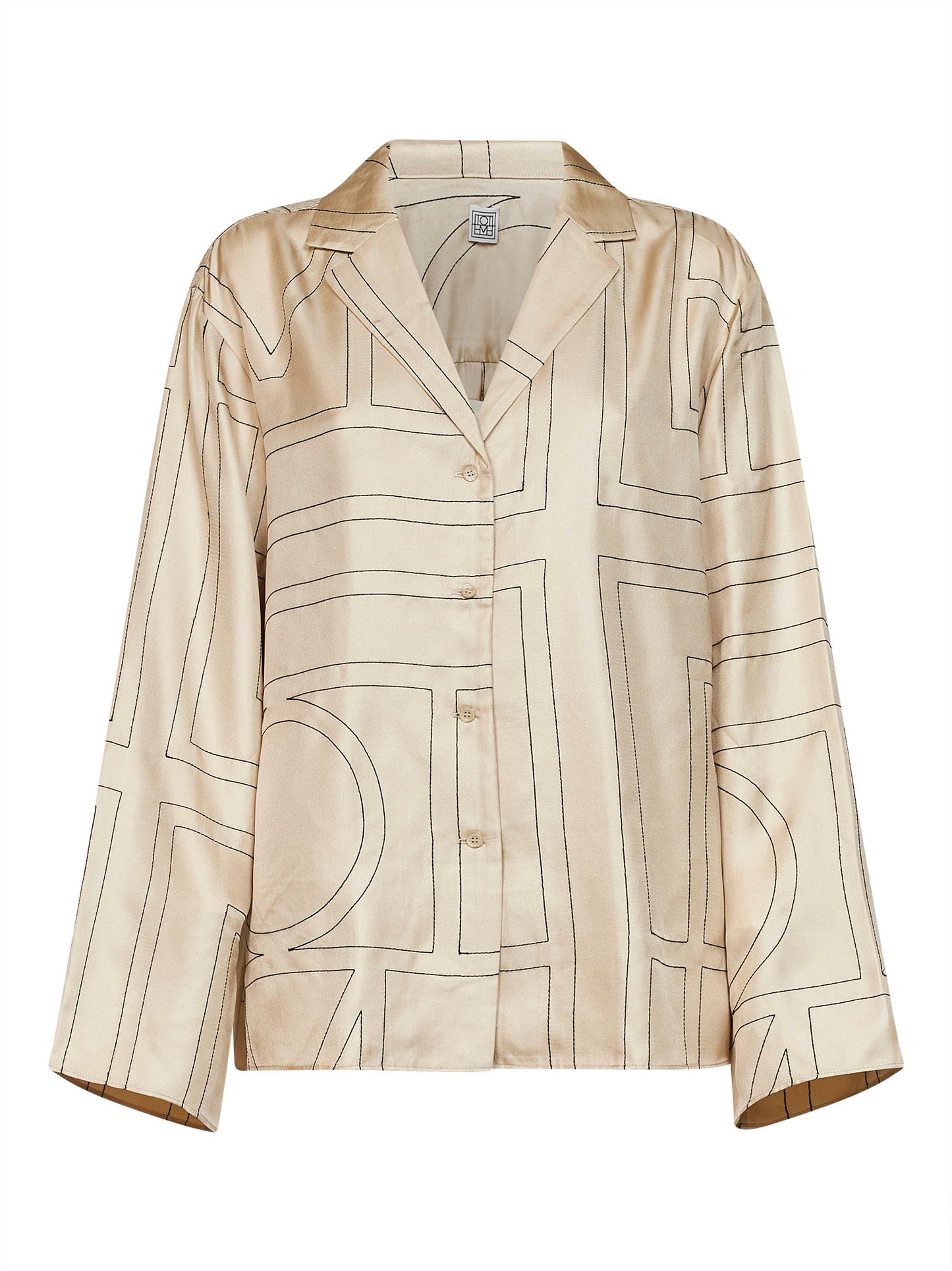 Camicia stile pigiama in seta monogram avorio
