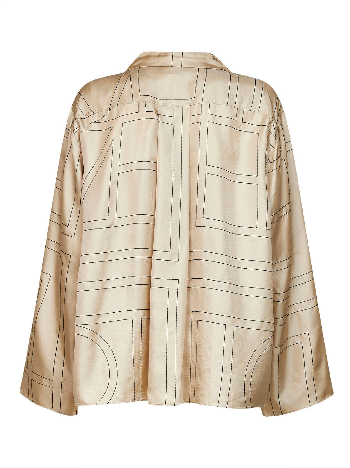 Camicia stile pigiama in seta monogram avorio