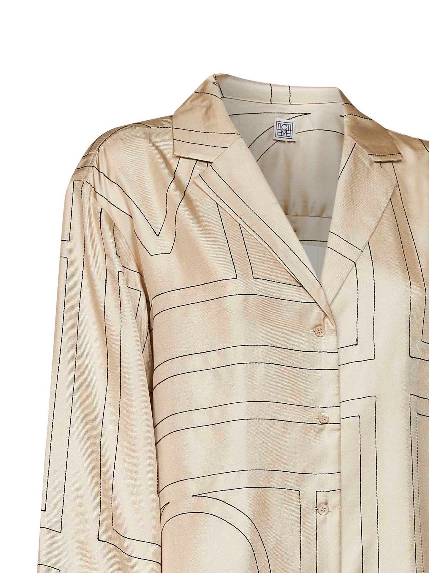 Camicia stile pigiama in seta monogram avorio