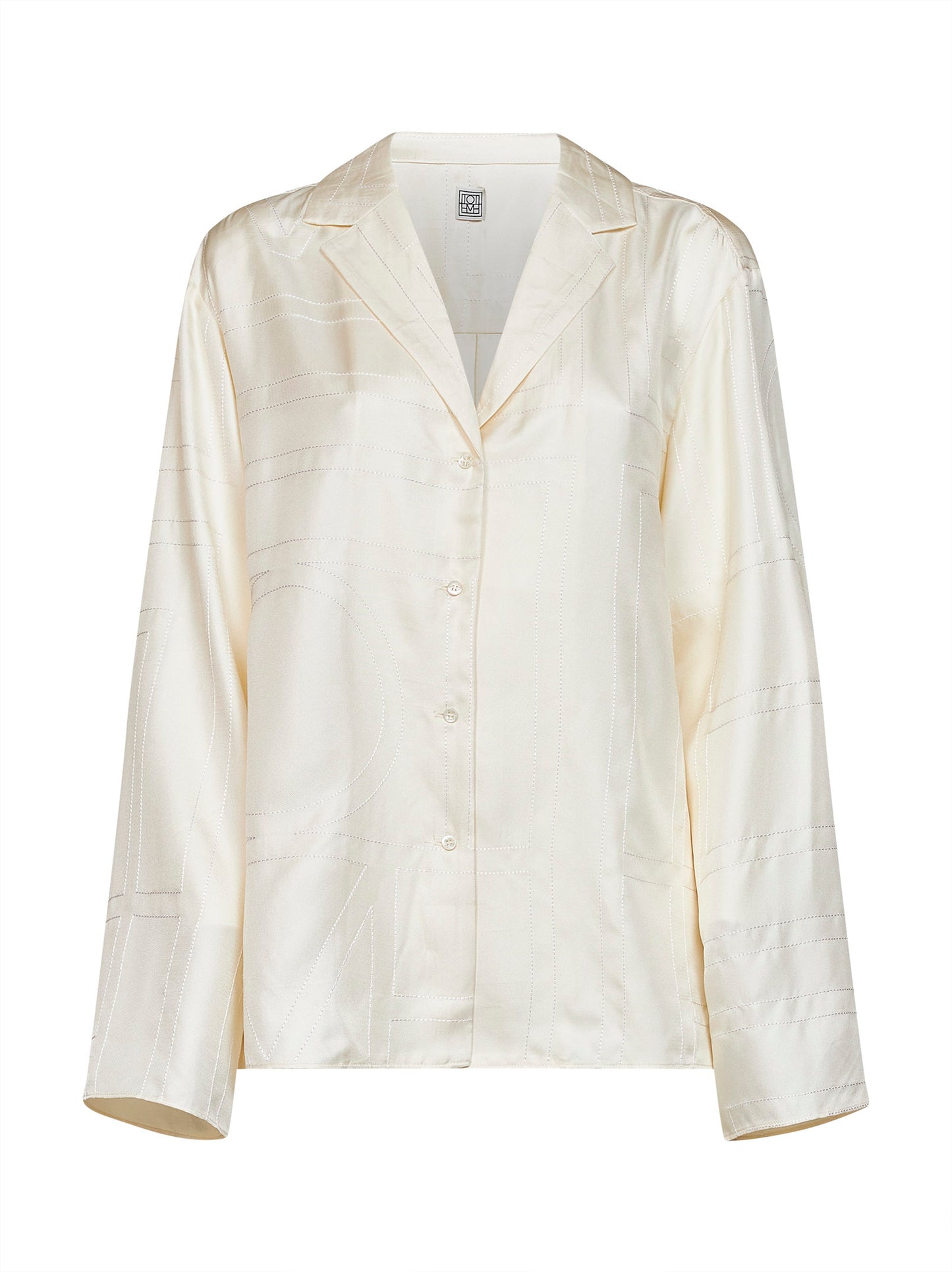 Cream monogram silk pj shirt