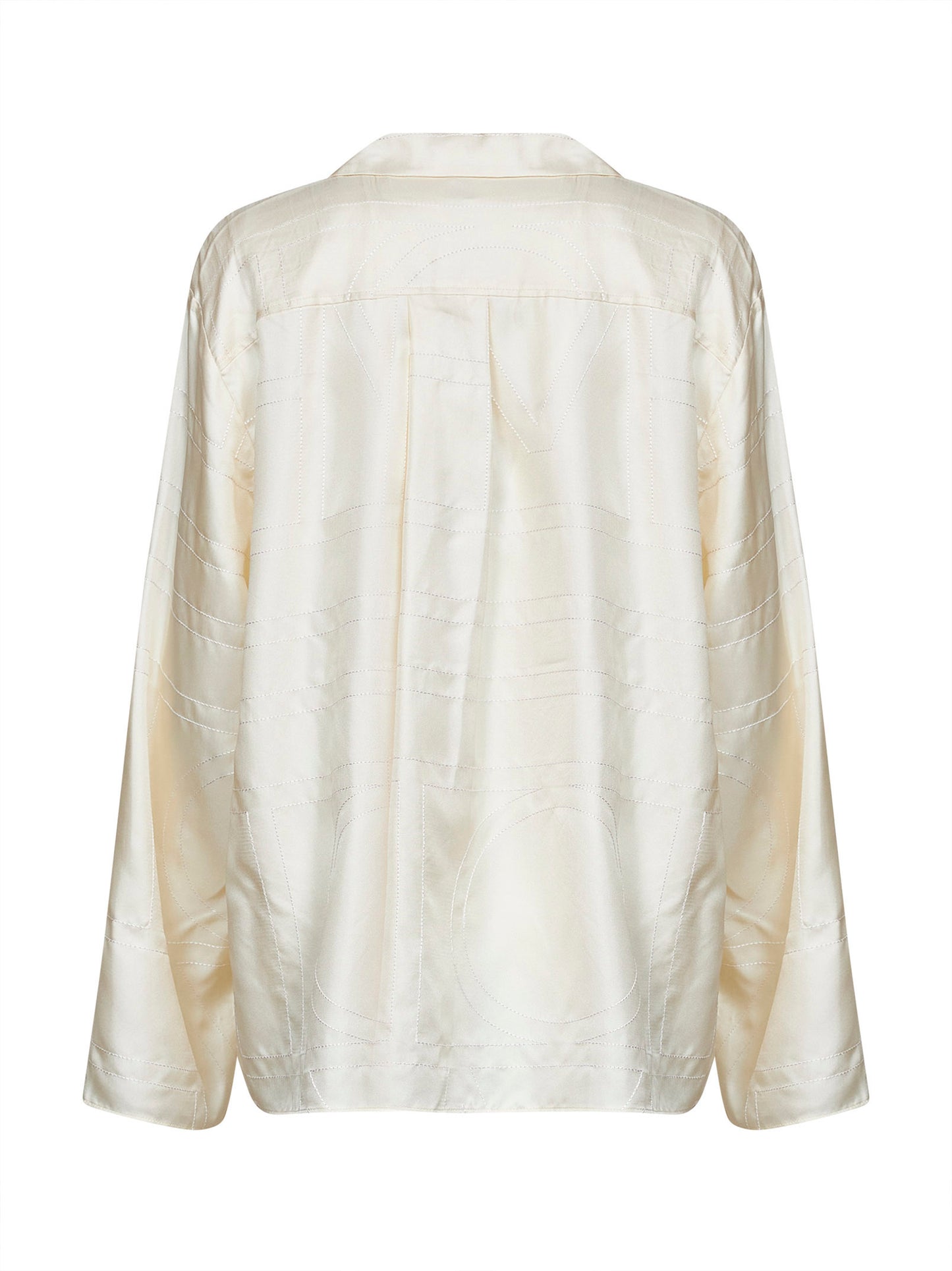 Cream monogram silk pj shirt