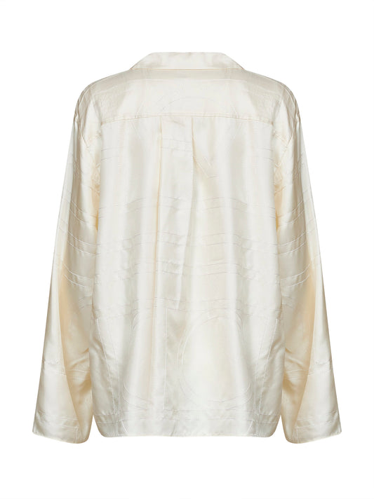 Cream monogram silk pj shirt
