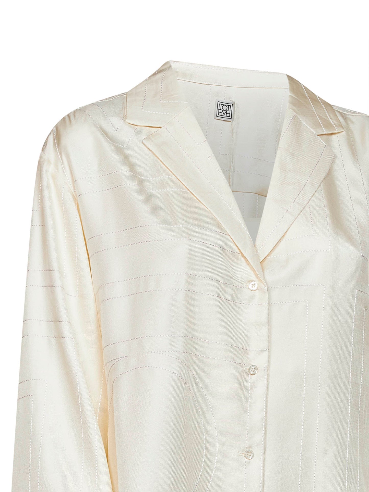 Cream monogram silk pj shirt