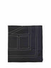 Black silk embroidered monogram scarf