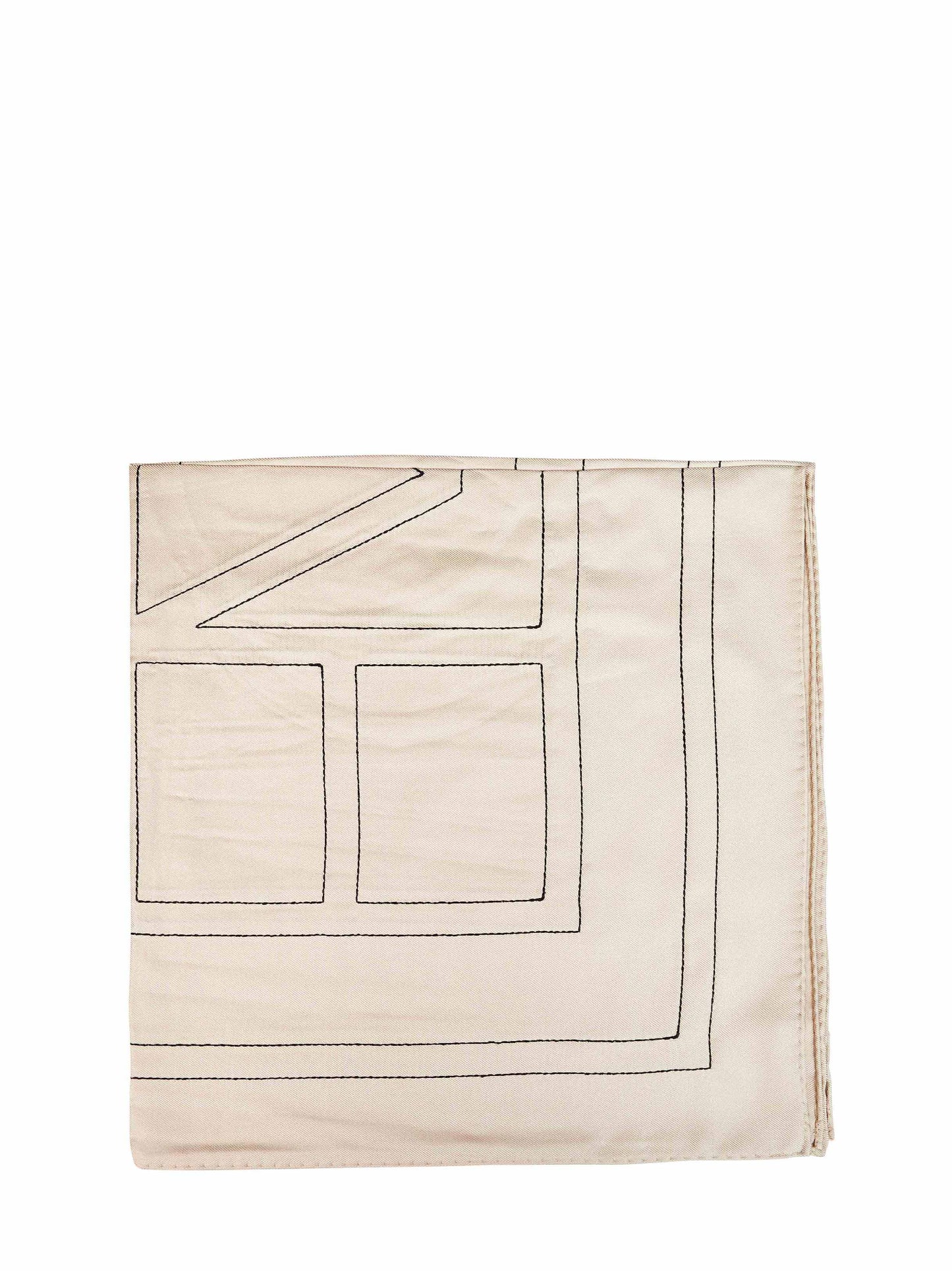 Ivory silk embroidered monogram scarf