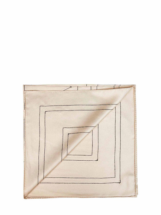 Sciarpa in seta avorio con monogramma ricamato