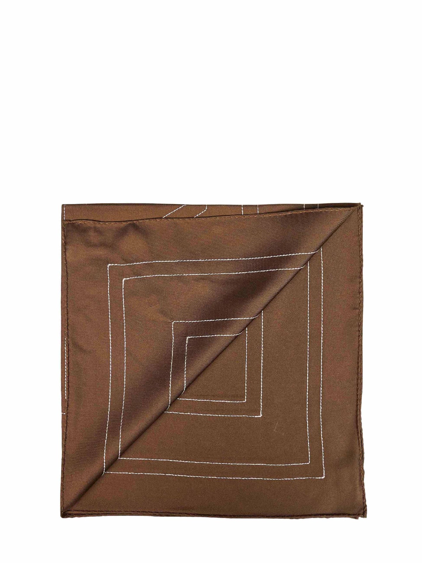 Mocha silk embroidered monogram scarf