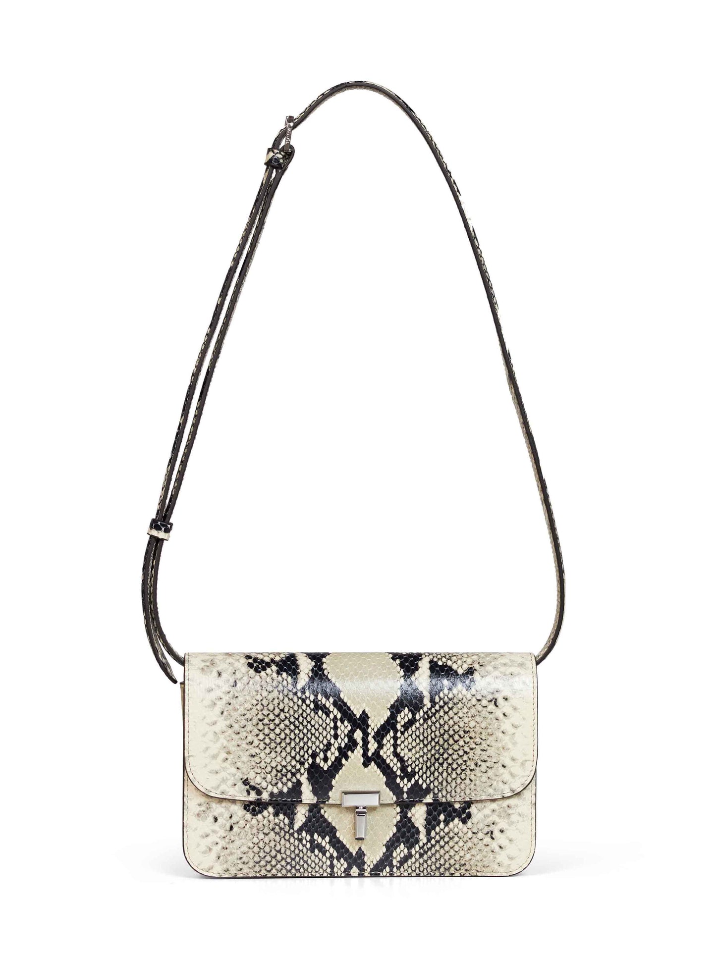 Borsa a tracolla T-lock nero ed ecrù