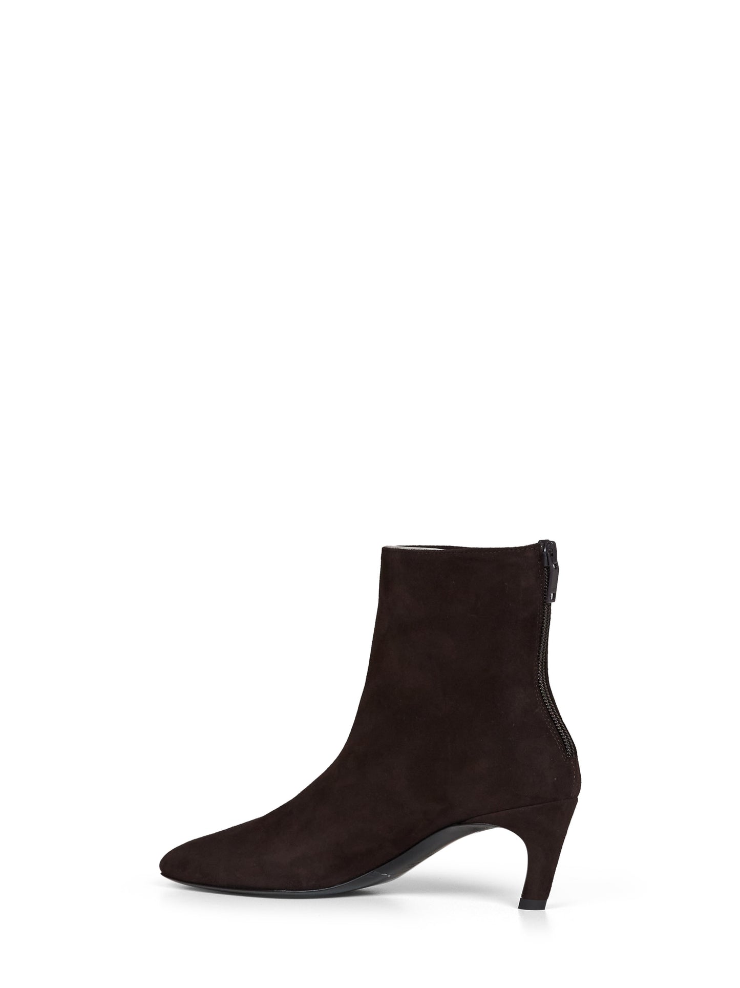 Brown soft suede mid-heel ankle boots