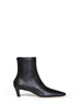 Black soft nappa leather mid-heel ankle boots