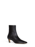 Black soft nappa leather mid-heel ankle boots