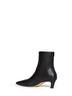 Black soft nappa leather mid-heel ankle boots