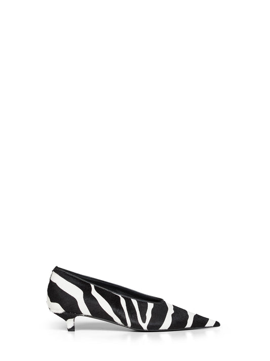 Zebra-print pony hair Sharp kitten-heel pumps