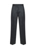 Dark grey mélange wool herringbonedouble-pleat trousers