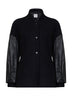 Giacca varsity in misto lana nera con maniche in pelle
