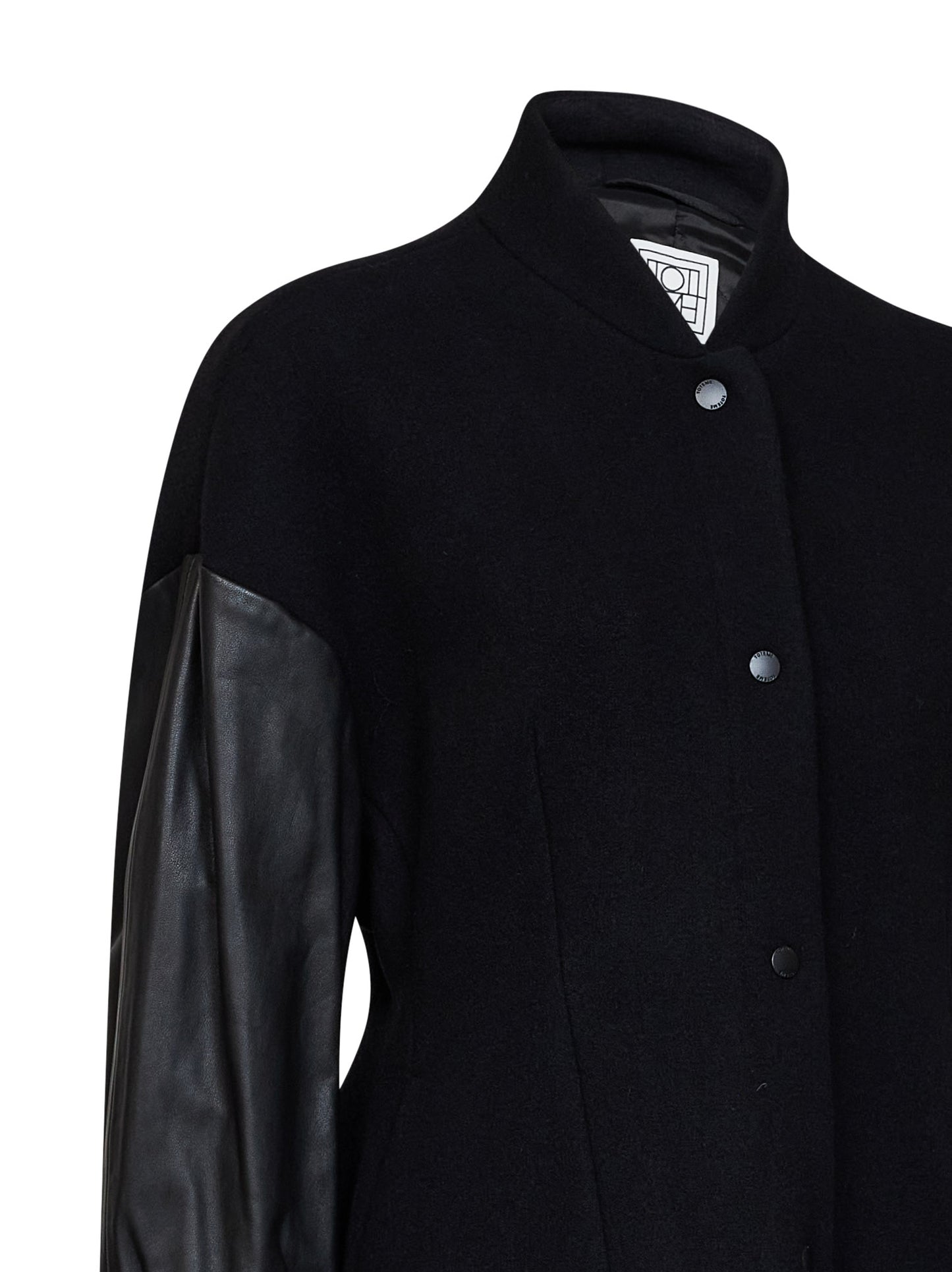 Giacca varsity in misto lana nera con maniche in pelle