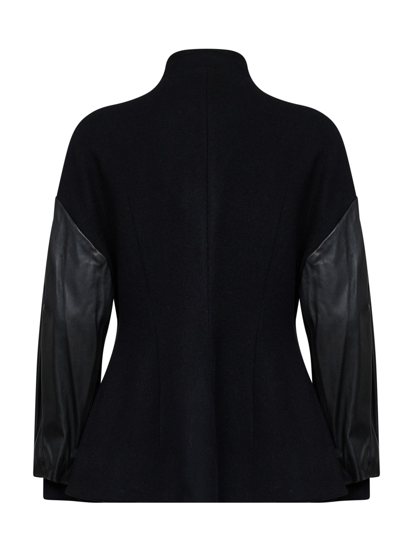 Giacca varsity in misto lana nera con maniche in pelle