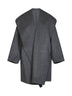 Pale grey melange double wool hooded coat