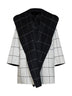 Cappotto con cappuccio in double a quadri bianco e nero