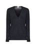 Charcoal melange lyocell and cashmere V-neck sweater