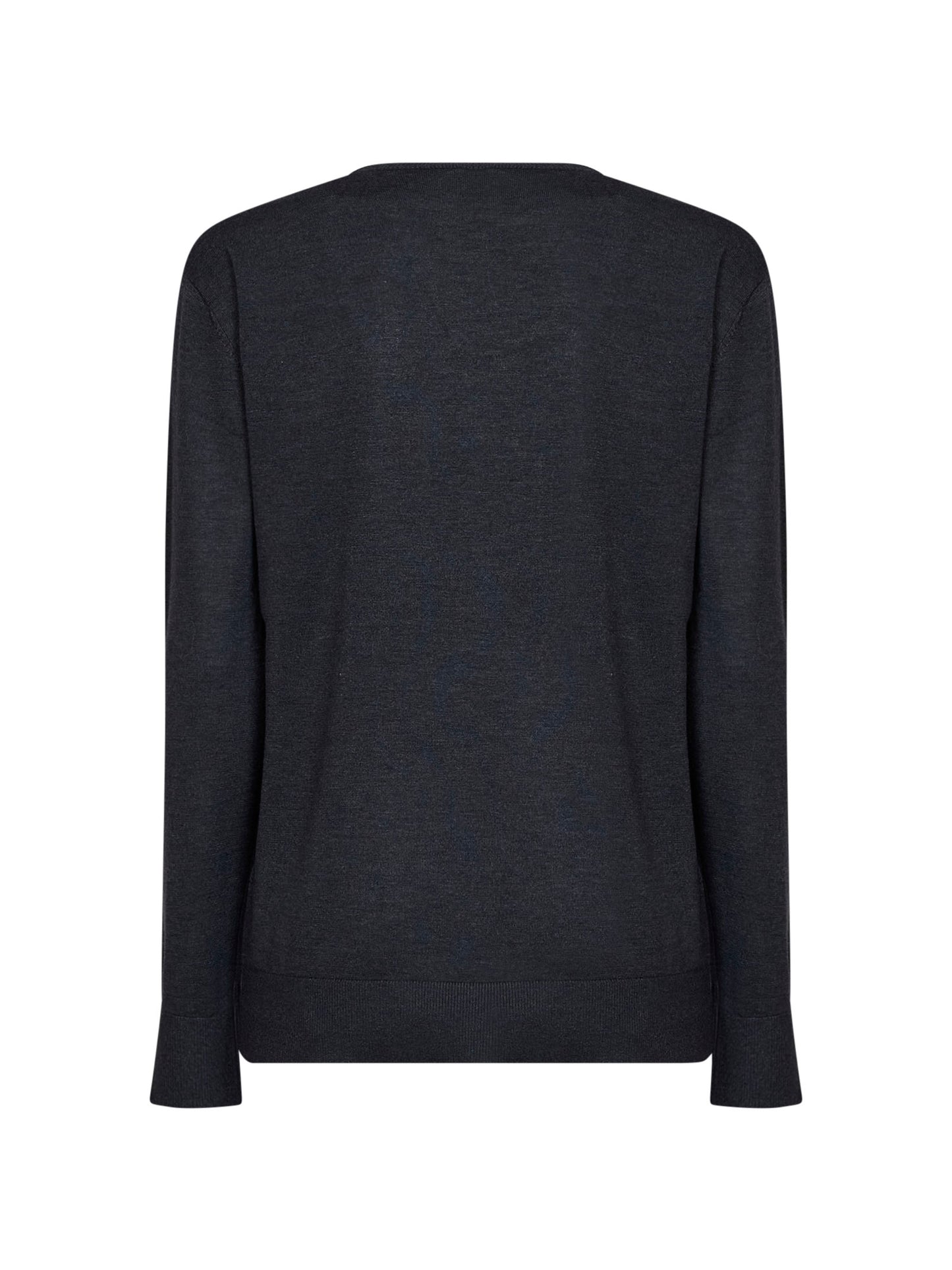 Charcoal melange lyocell and cashmere V-neck sweater