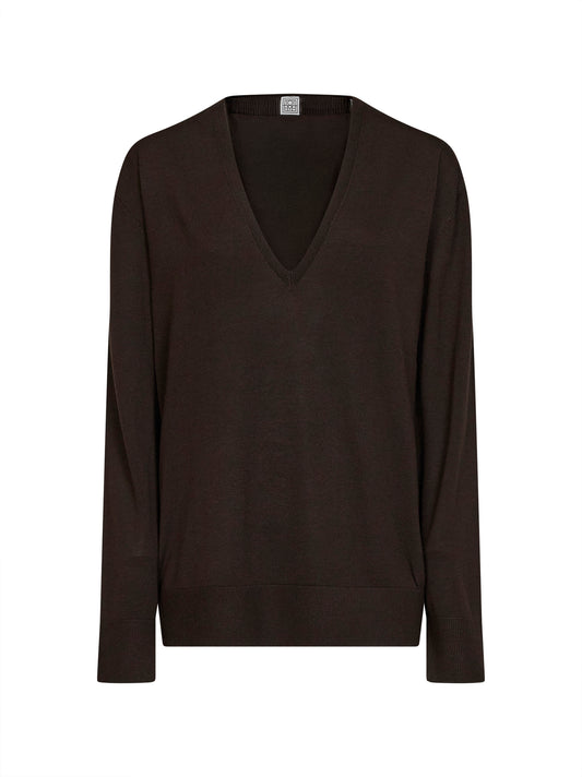 Fondante lyocell and cashmere V-neck sweater