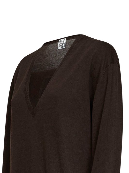 Fondante lyocell and cashmere V-neck sweater