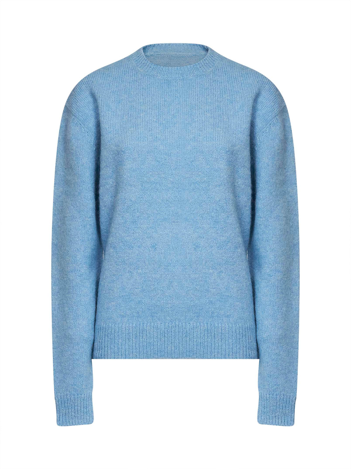 Maglia classica in misto alpaca e cotone blu pallido