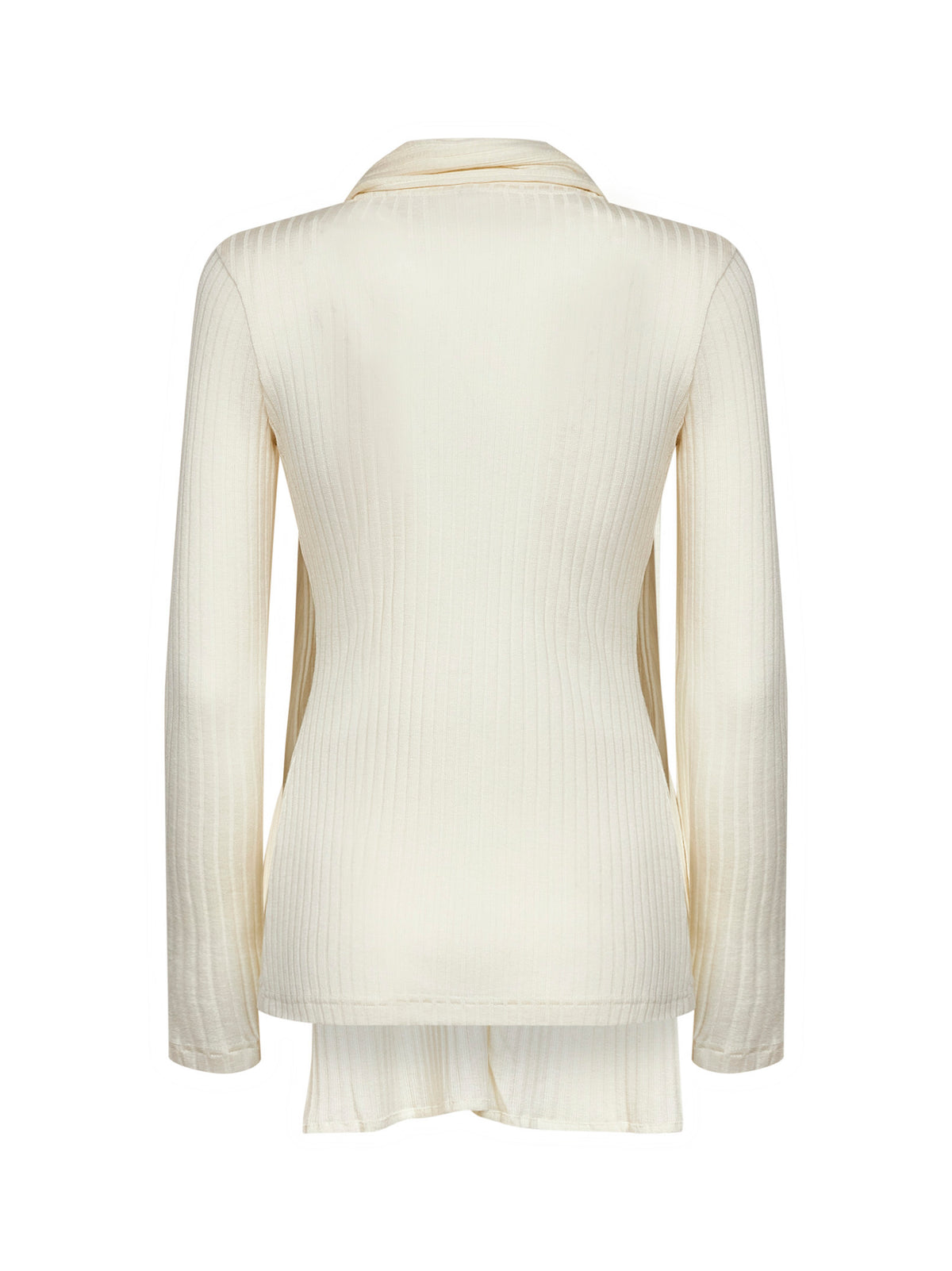 Ecru ribbed stretch jersey scarf cardigan