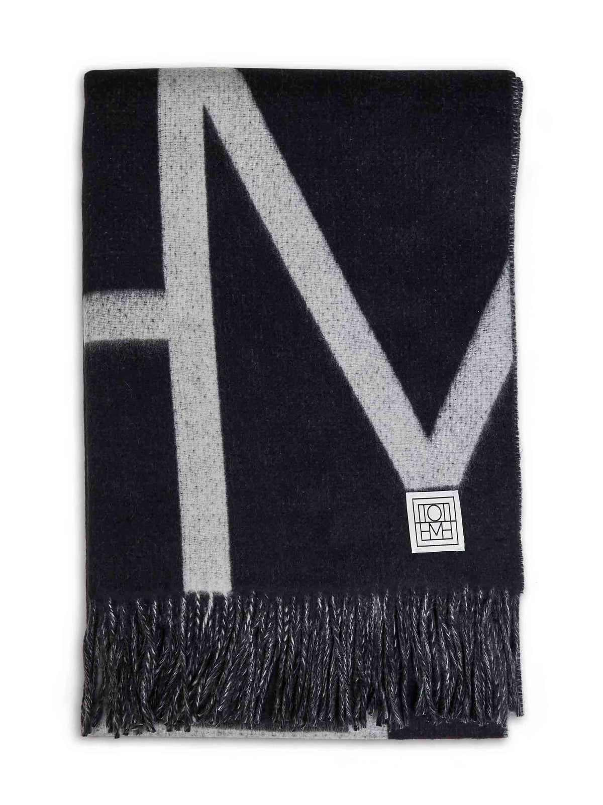 Black brushed wool Monogram scarf