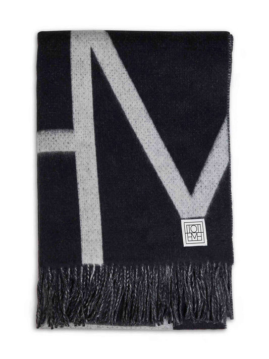 Sciarpa Monogram in lana garzata nera