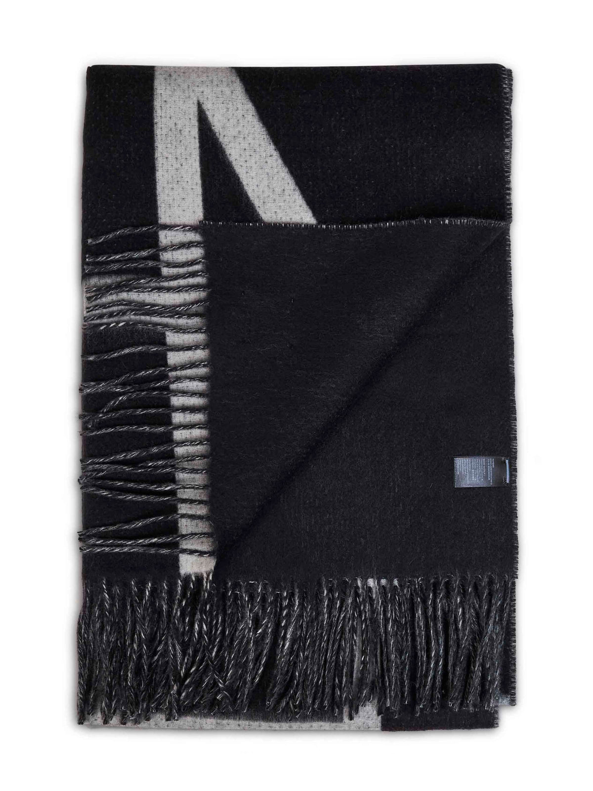 Black brushed wool Monogram scarf