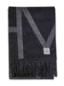 Dark grey melange brushed wool Monogram scarf