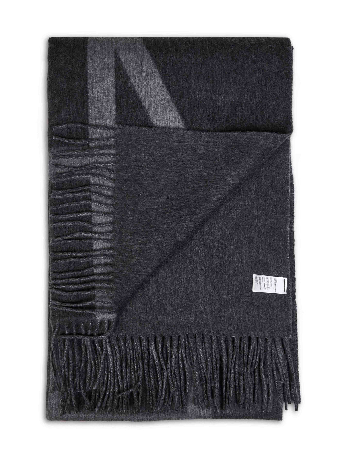 Dark grey melange brushed wool Monogram scarf