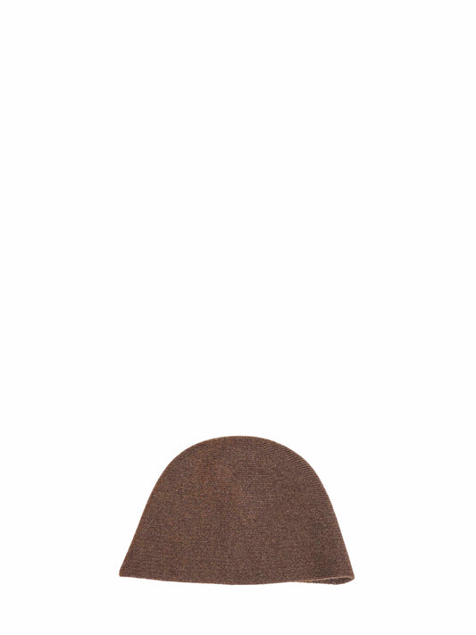 Cappello alla pescatora in maglia di cashmere marrone