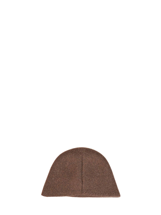 Cappello alla pescatora in maglia di cashmere marrone