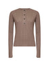 Maglia serafino in cashmere a coste beige