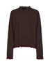 Maglia in cashmere marrone con bordi a contrasto